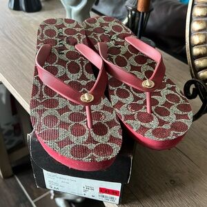 ***SOLD***Red Coach sandals. EUC